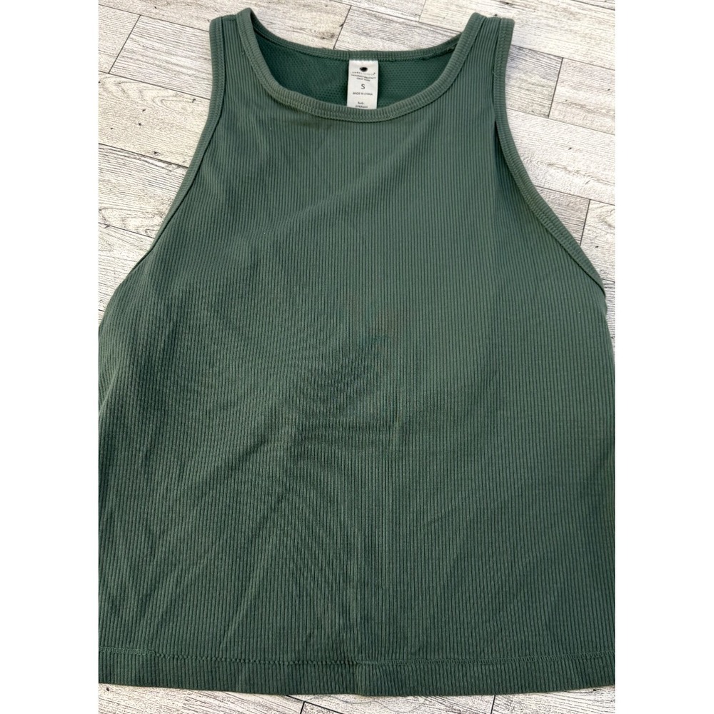 Yogalicious Heavenly Rib Stacy Crop Tank Green Women's Size SMALL